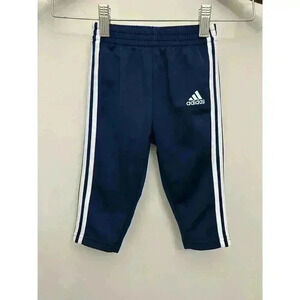 Adidas Essentials Navy Blue & White Stripes Track Pants Sports Size 9M